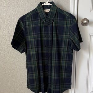 Taylor Stitch Navy and Green Plaid Button-Down Shirt